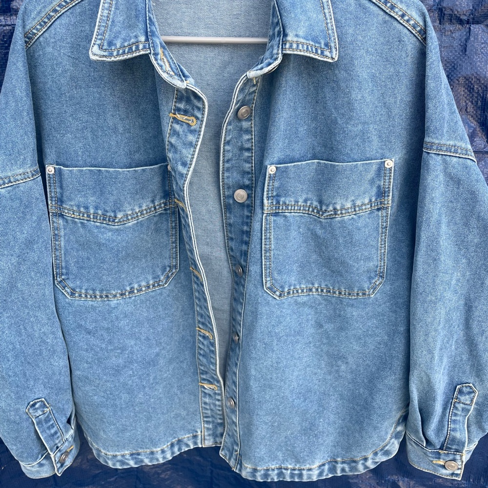 Denim Button-Up Jacket Size Medium - image 1